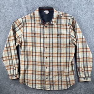 Carbon 2 Cobalt Shirt Large L Plaid Flannel Button Up Orange Cotton Long Sleeve
